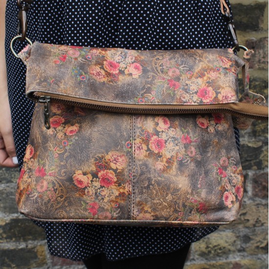 Mini Amelie Foldover Floral Bag no 21 Tan Leather